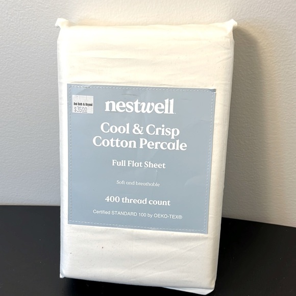 Nestwell Bedding Nestwell Cool Crisp Cotton Percalefull Flat Sheet